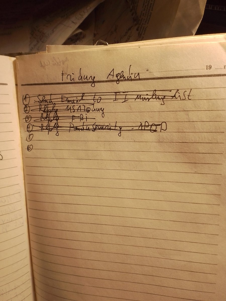 Notebook page 105 Friday agenda