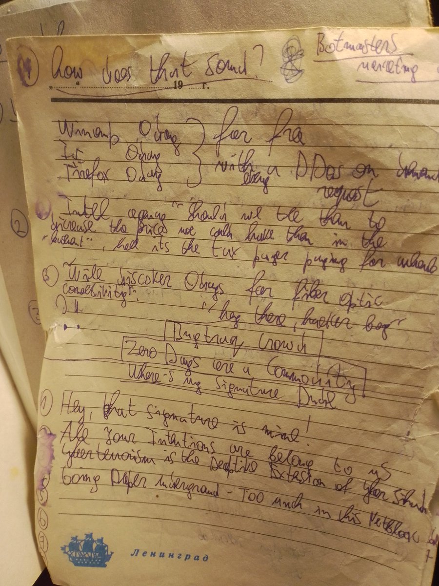 Notebook page 126 botmasters marketing and DDoS article hooks